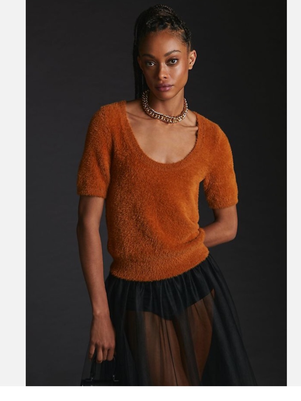 Anthropologie Maeve Scoop Neck
Eyelash Sweater Tee size M new cedar color